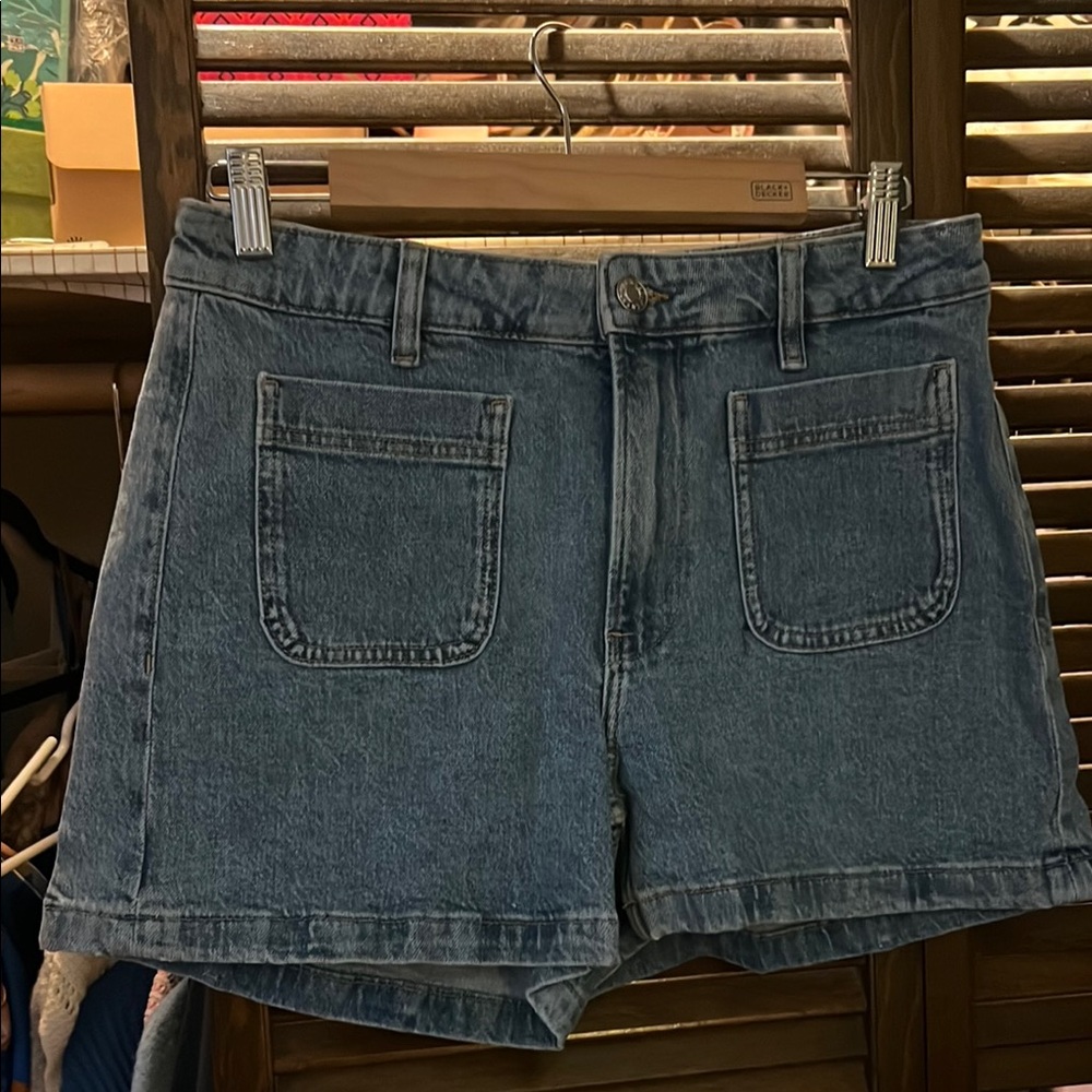 Mango Blue Tailored Jean Shorts